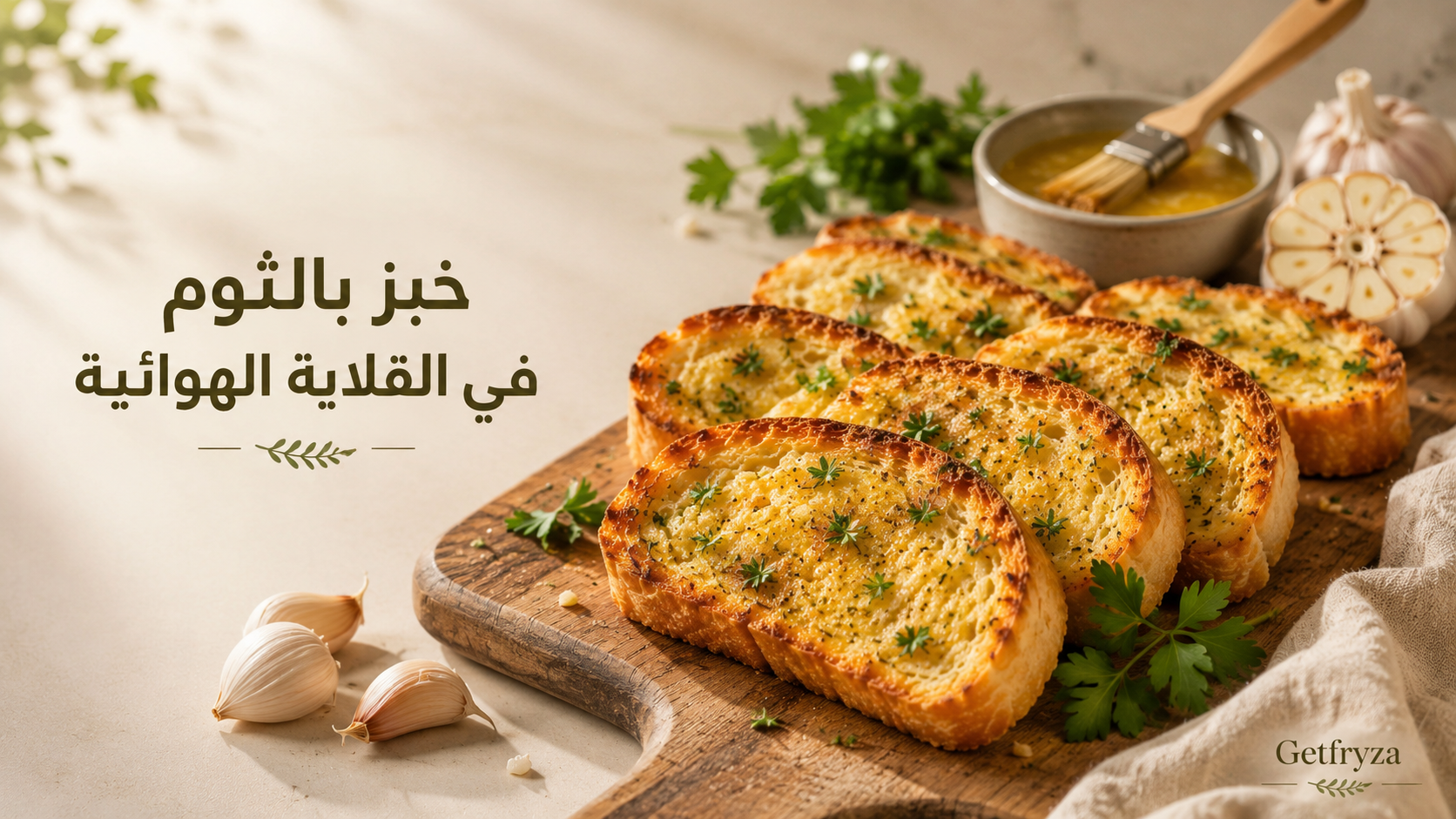 خبز بالثوم في القلاية الهوائية