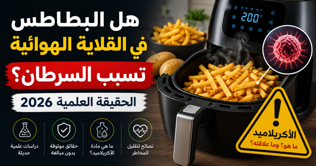هل البطاطس في القلاية الهوائية تسبب السرطان؟ الحقيقة العلمية 2026