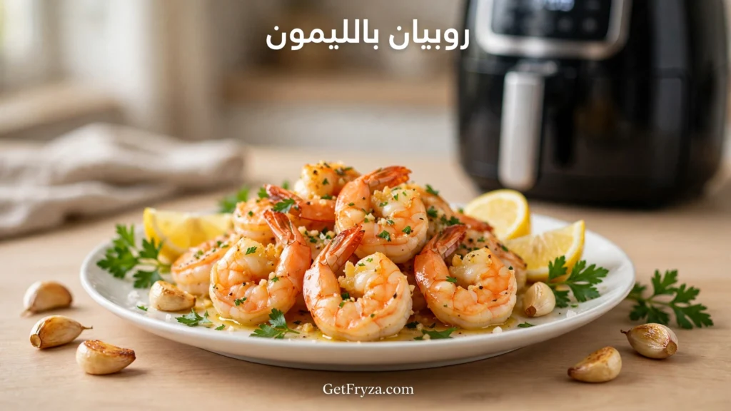 روبيان بالثوم والليمون في القلاية الهوائية بطريقة سهلة
