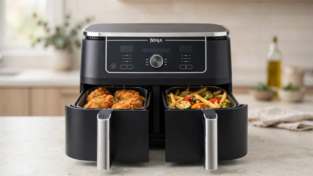 قلاية Ninja DualZone مع شرح ميزتي Smart Finish وMatch Cook